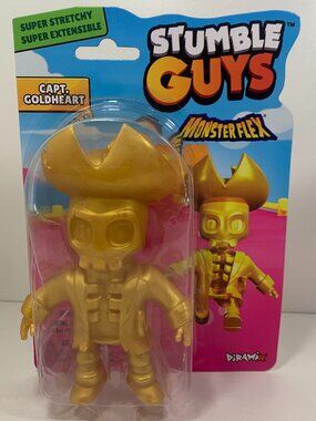 Stumble Guys Monster Flex Capt. Goldheart Super Stretchy Figure Toy 5” New